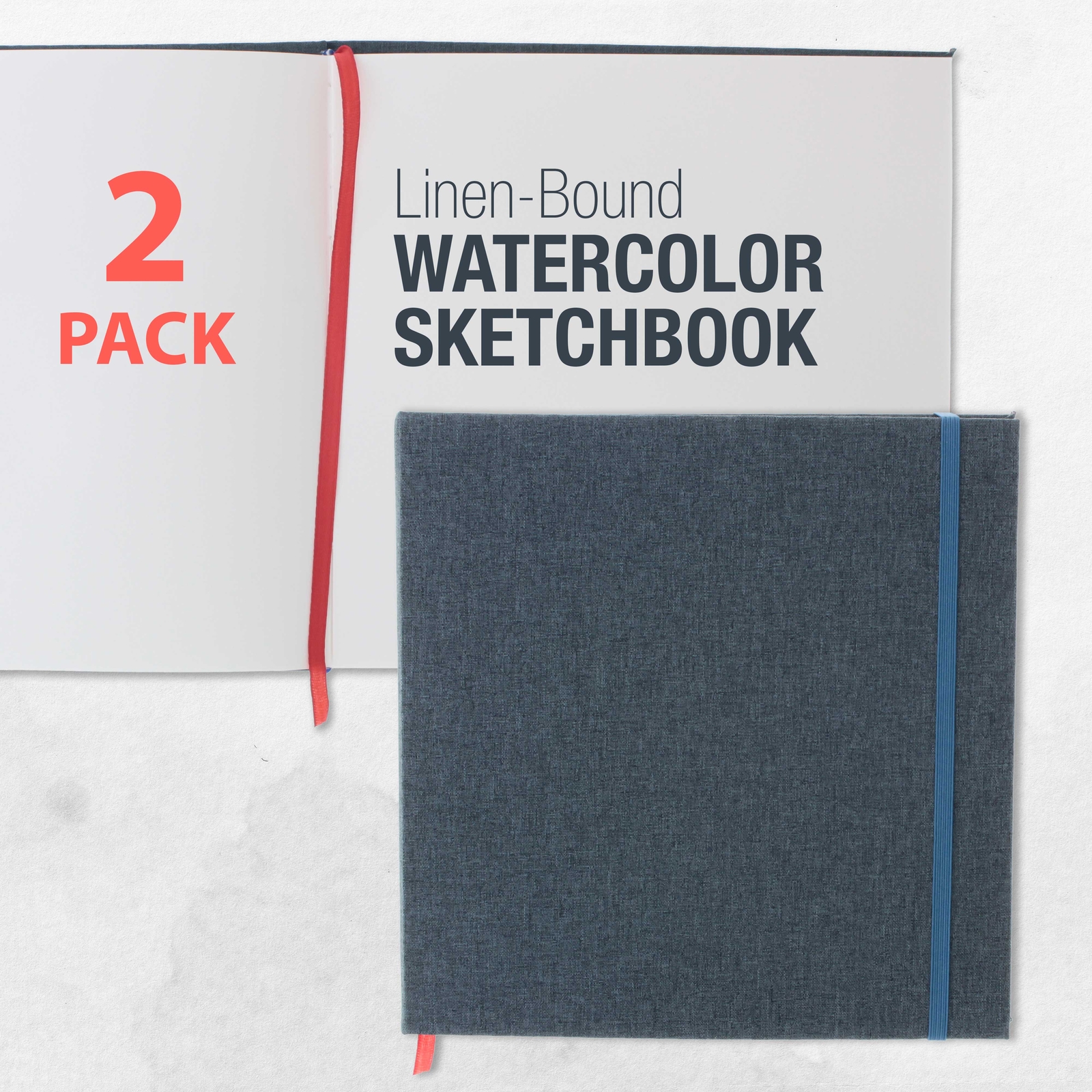 8.5" x 8.5" Art Watercolor Book, 2 Pack, 76 Sheets, 110lb, Linen-Bound Hardcover