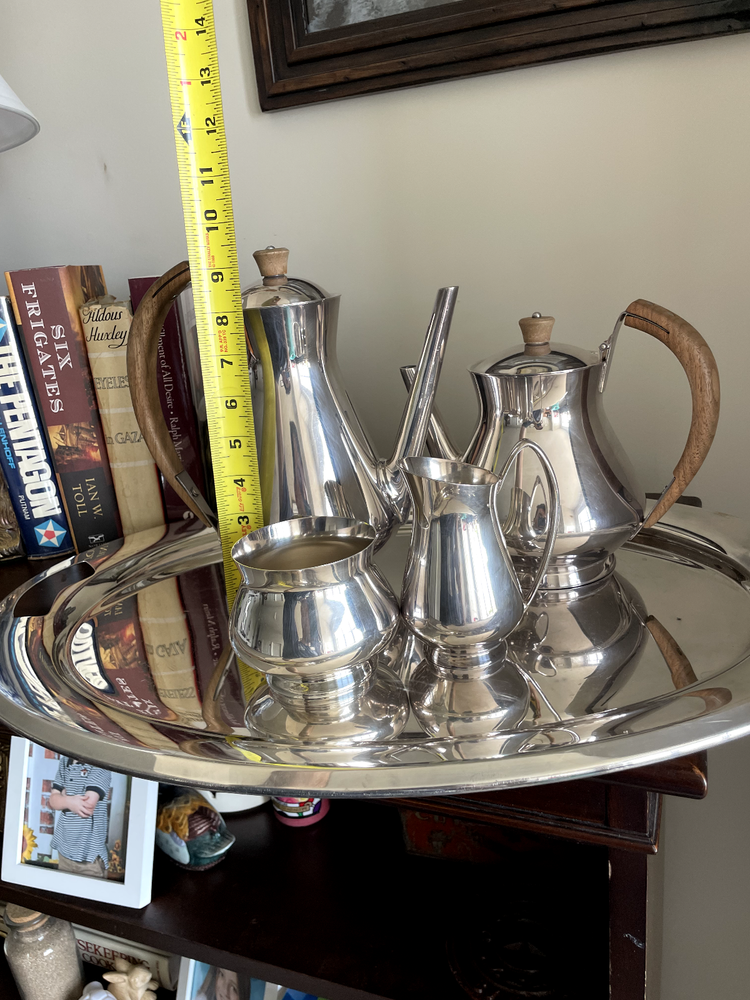 Gorham Silverplate MID CENTURY MODERN MCM 5 pc coffee tea set w/ TWO Coffee Pots