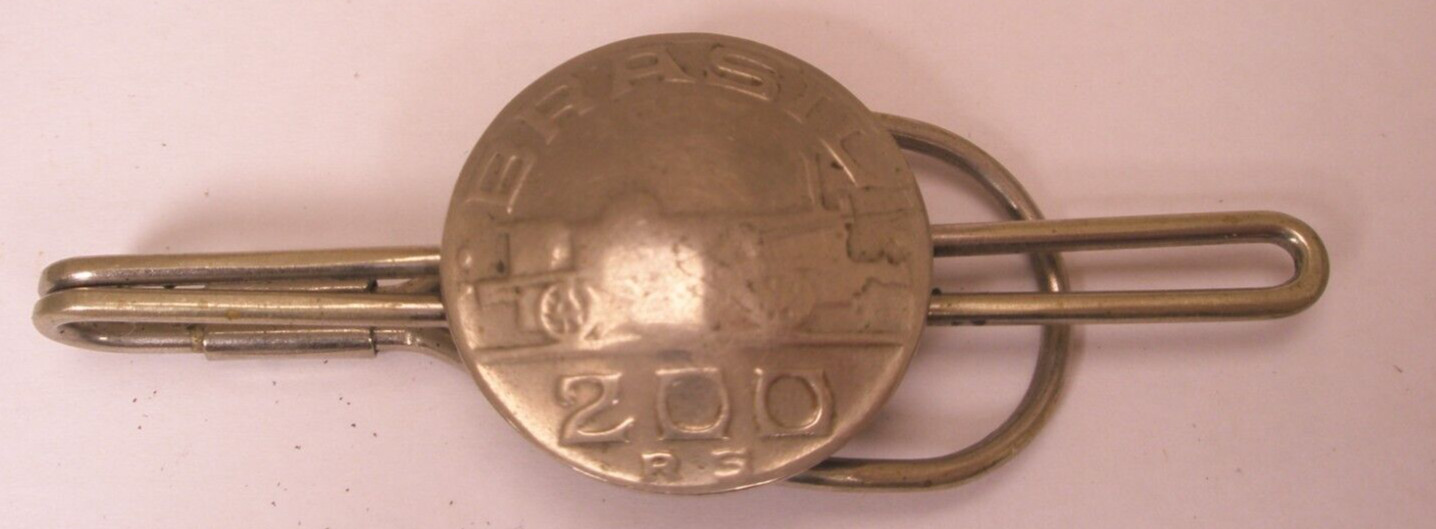 Brasil Brazil 200 Reis Coin Vintage Tie Bar Clip