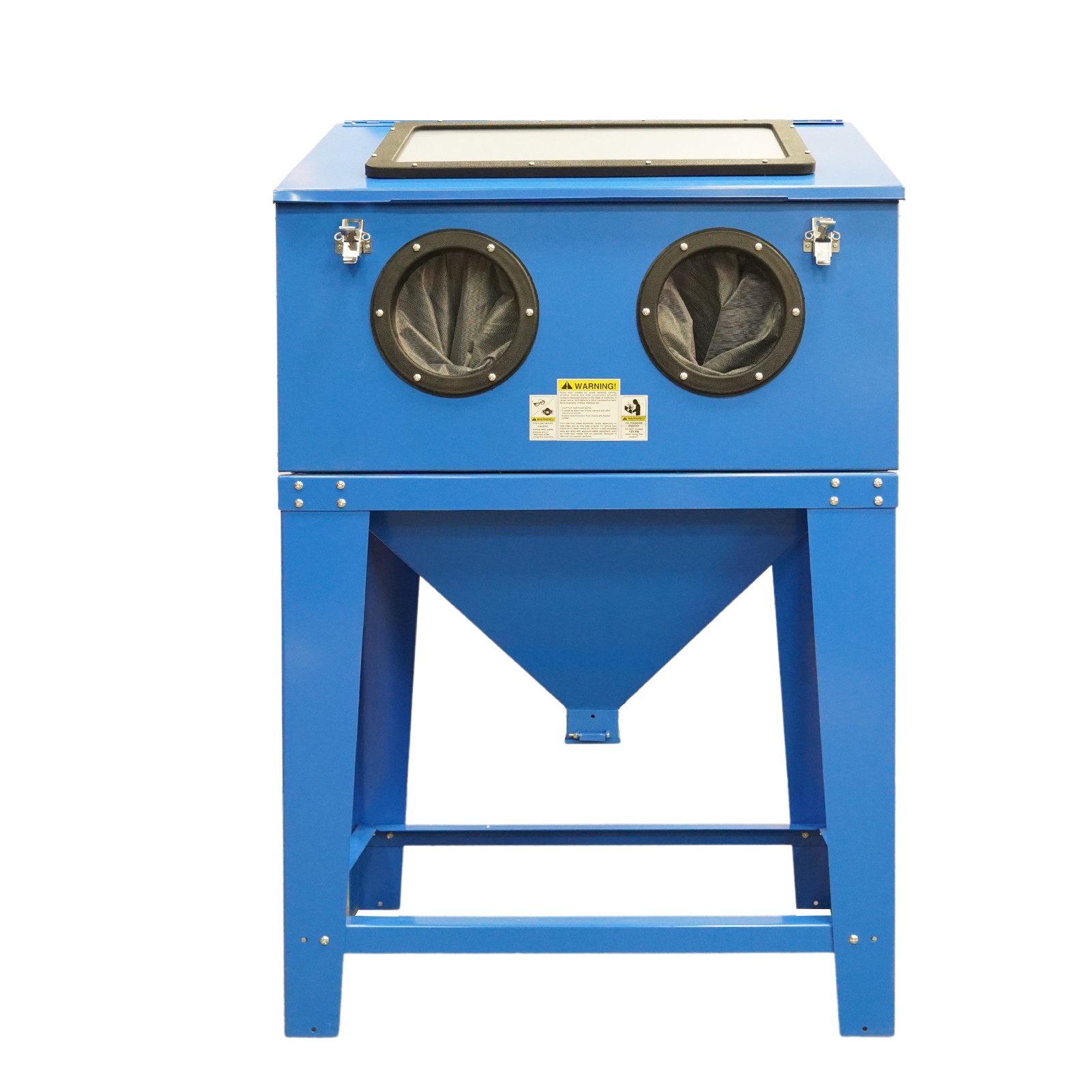 90 Gallon Sand Blasting Cabinet Stand Blasting Gun & 4 Nozzles Gloves Blue