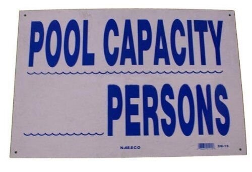 Pentair R230900 Pool Capacity Pool Sign