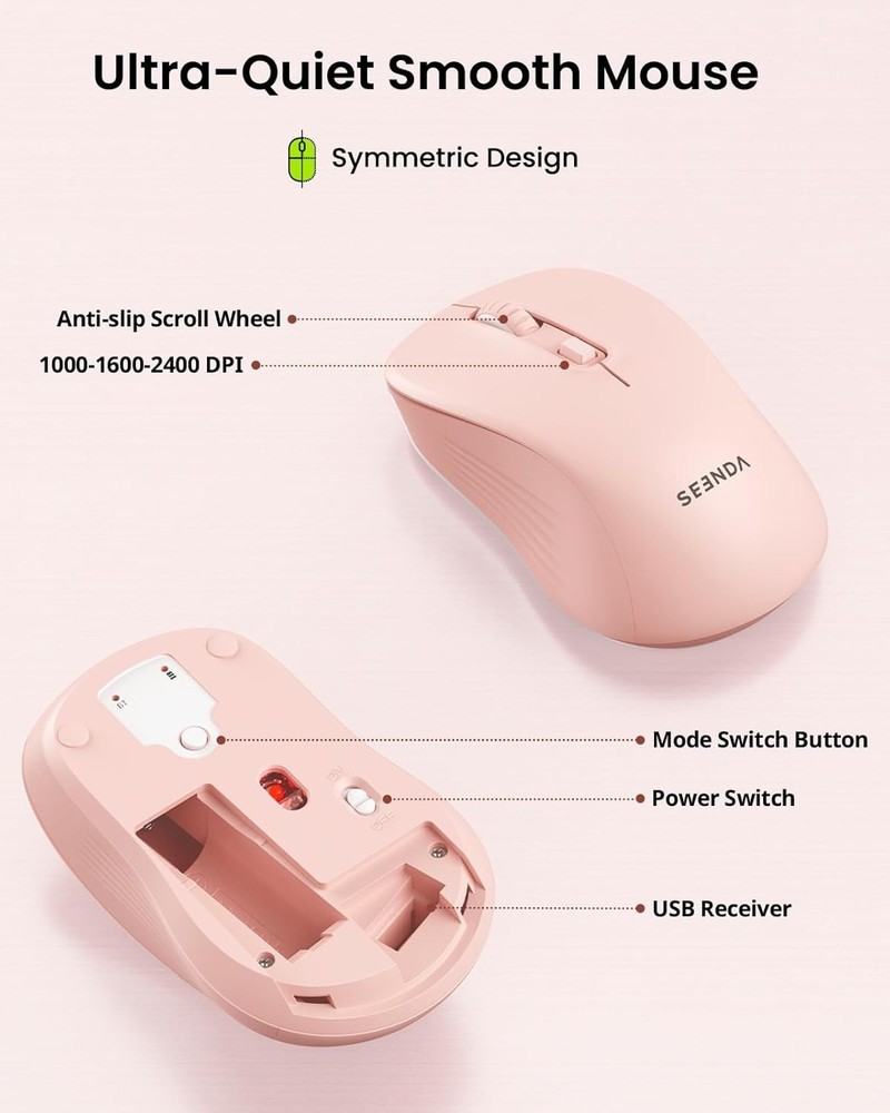 Seenda COE200 Wireless & Bluetooth Keyboard & Mouse USB+Bluetooth Multi-Device