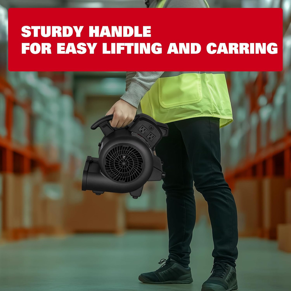950 CFM Air Mover & Carpet Dryer - 3 Speeds, Stackable, Timer Function