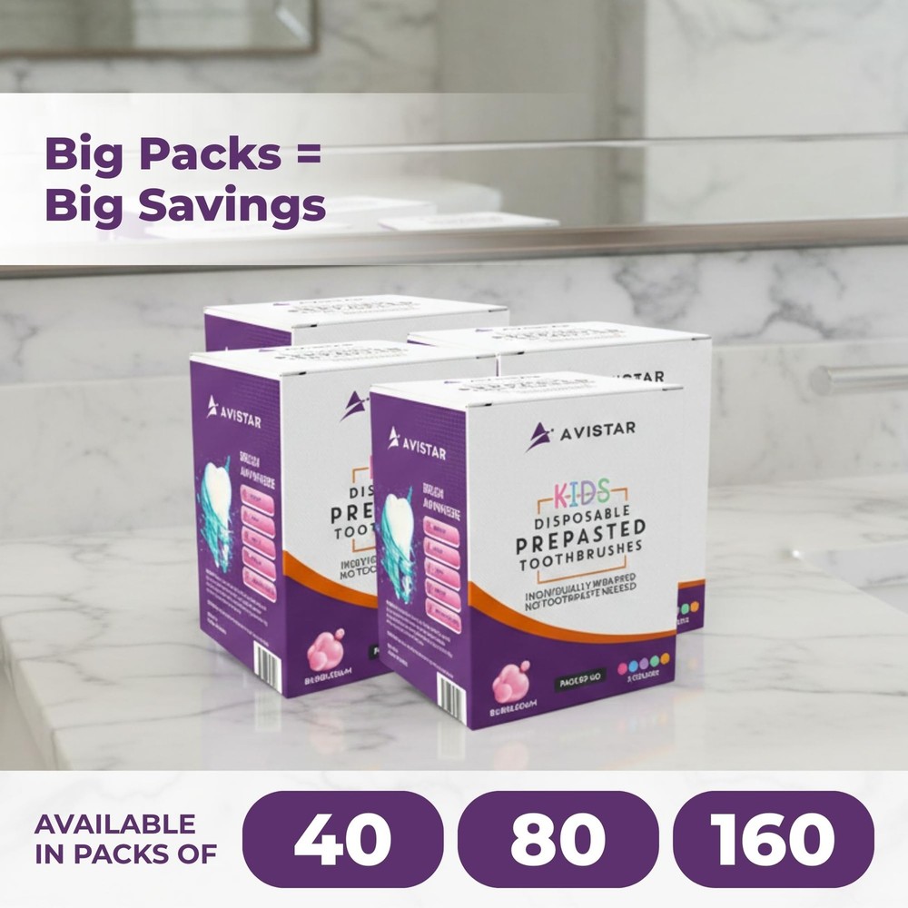 40 Prepasted Disposable Toothbrushes Individually Wrapped - Single Use Pre Pa...