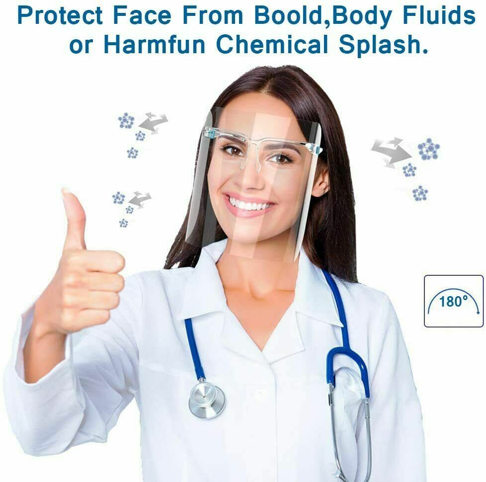 8 Pack Protective Reusable Glasse Face Shield Visor For Droplets & Saliva