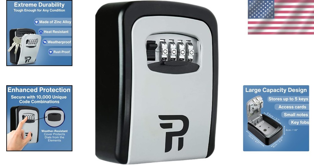 Durable Outdoor Combination Lock Box for Keys - Perfect for Emergency Access