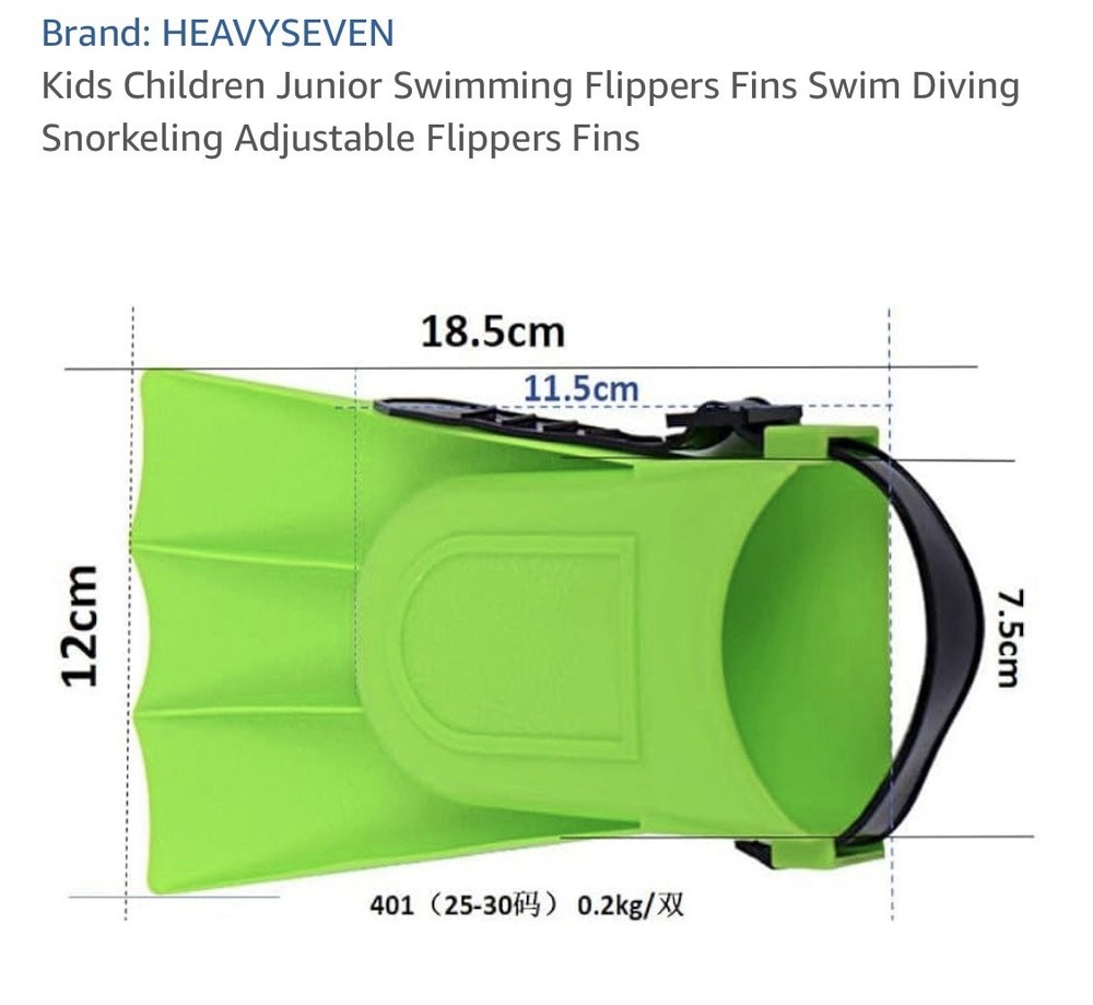 HEAVYSEVEN Kid’s Swim Flippers with Adjustable Strap