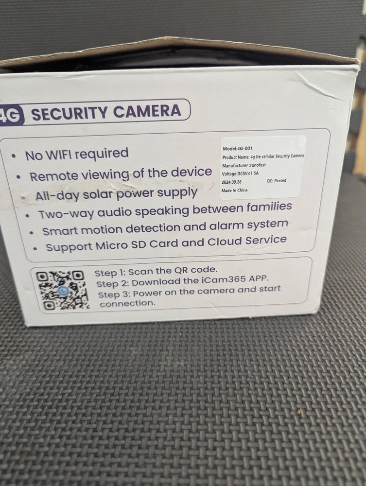 runofast 4G LTE Cellular Security Camera, Wireless Solar Powered No White