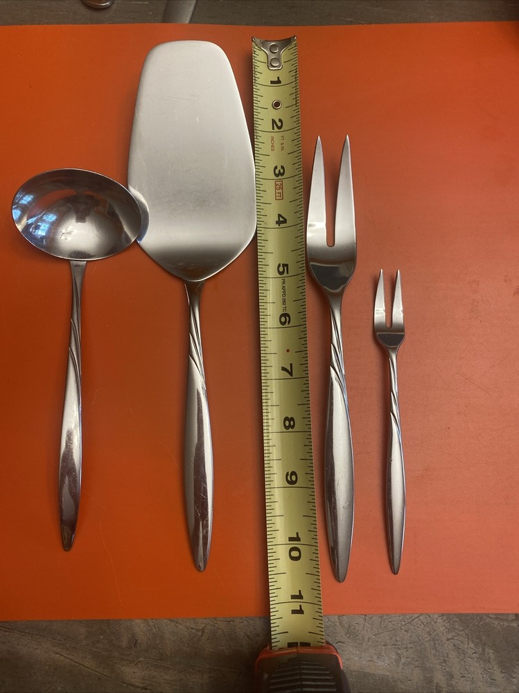 Stonegate Flatware- Solitude- Pie Serve- Ladle- Serving & Pickle Fork 6 Pieces