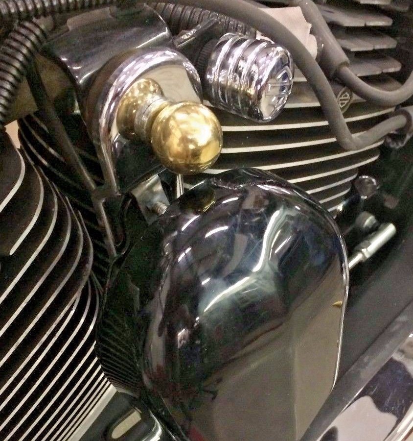 BRASS BALLS ! harley hd horn mounting nut mount solid accent bobber