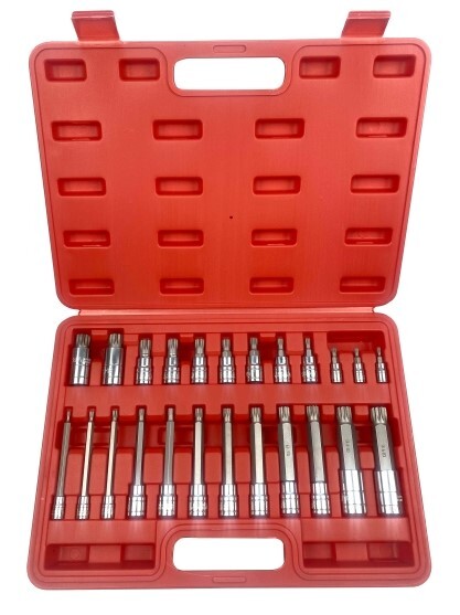 24PC XZN Triple Square Spline Bit Tamper Proof 1/4" 3/8" 1/2" S2 Socket Set