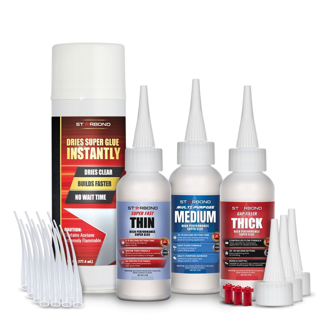 Starbond 2 oz. Thin, Medium, Thick Superglue (CA Glue) and 6 oz. Accelerator Kit