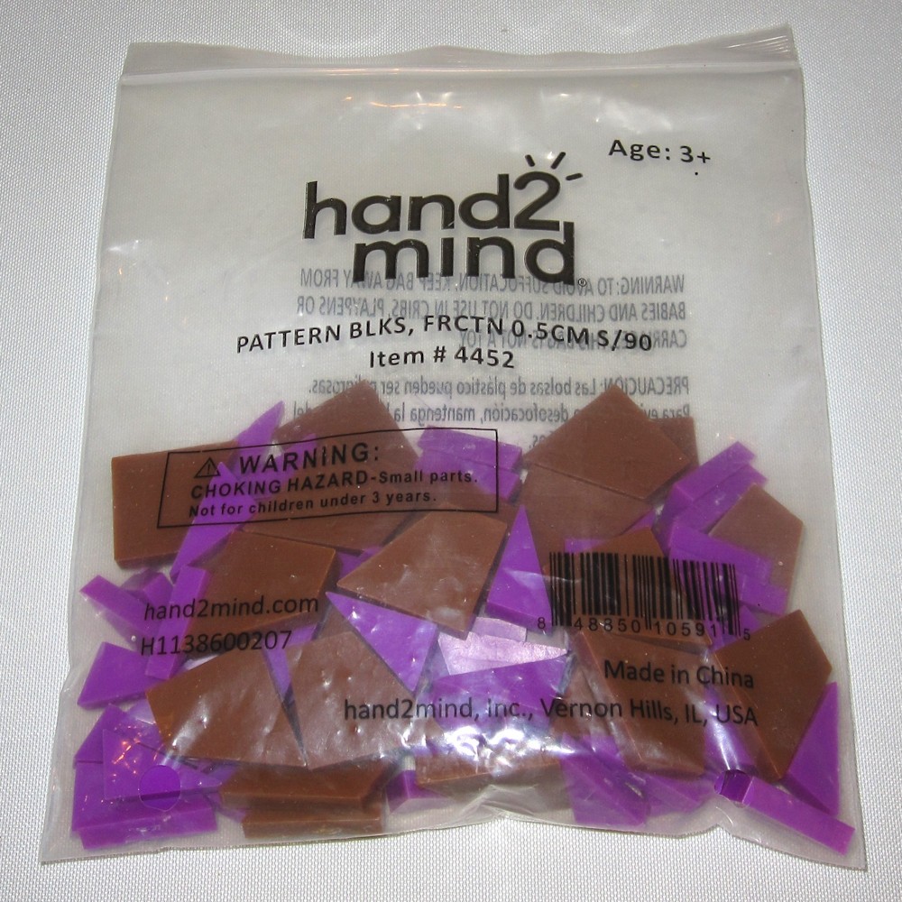 New ***90x FRACTION PATTERN BLOCKS Plastic*** .5 cm ETA hand2mind math 4452 stem