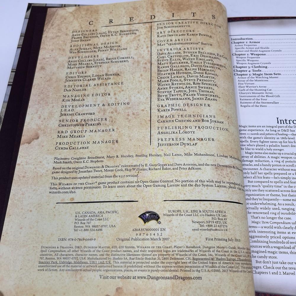 Dungeons & Dragons D&D: Magic Item Compendium - Rules Supplement V.3.5 Hardcover