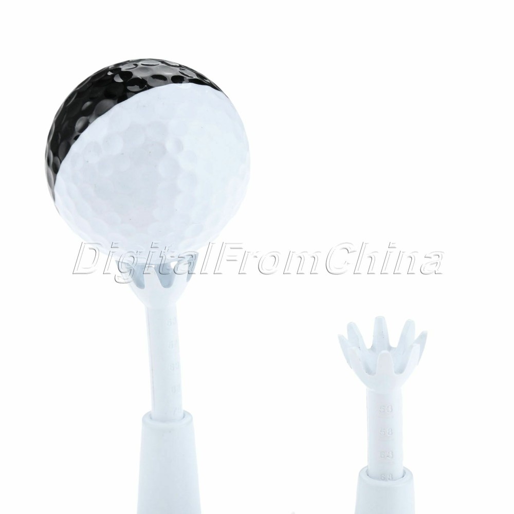 White Practice Golf Range Tees Adjustable Height Range from 2.08-2.88" 2Pc/Set