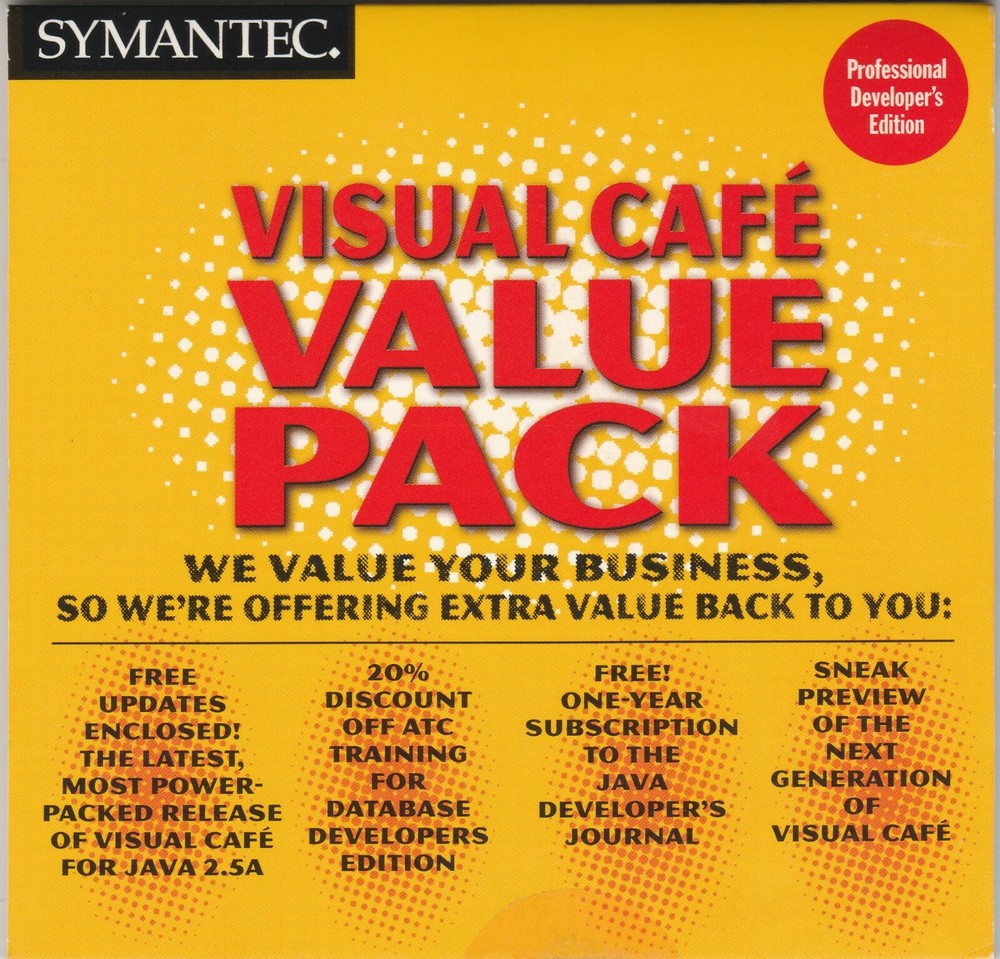 Symantec Visual Cafe Value Pack for Professional Developer's Edition ~ CD-ROM