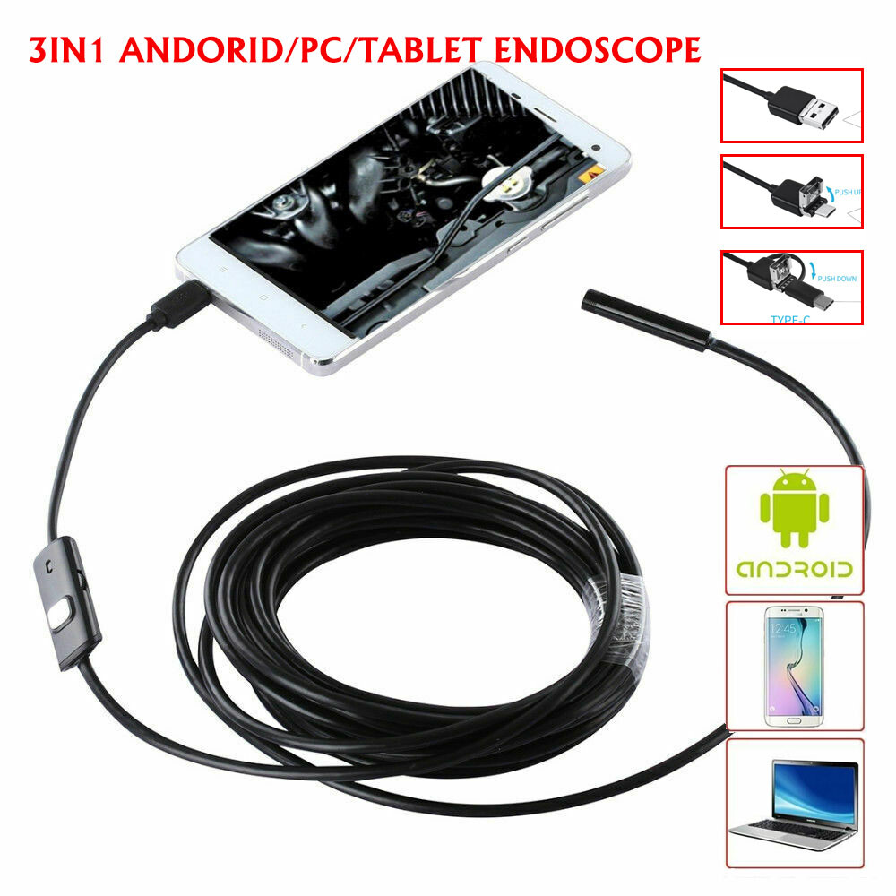 Type-c/Micro USB Endoscope Borescope Waterproof Camera For Mac Android Windows