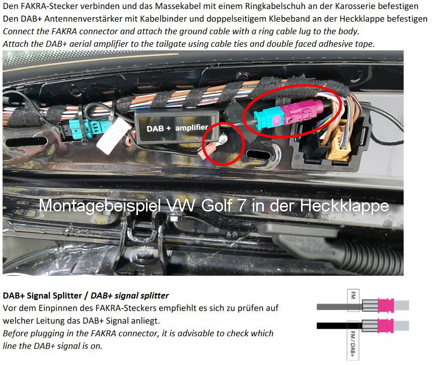 VW Jetta 5 Variation 1KM Antenna Adapter+ Amplifier+ DAB+ Splitter Retrofitting