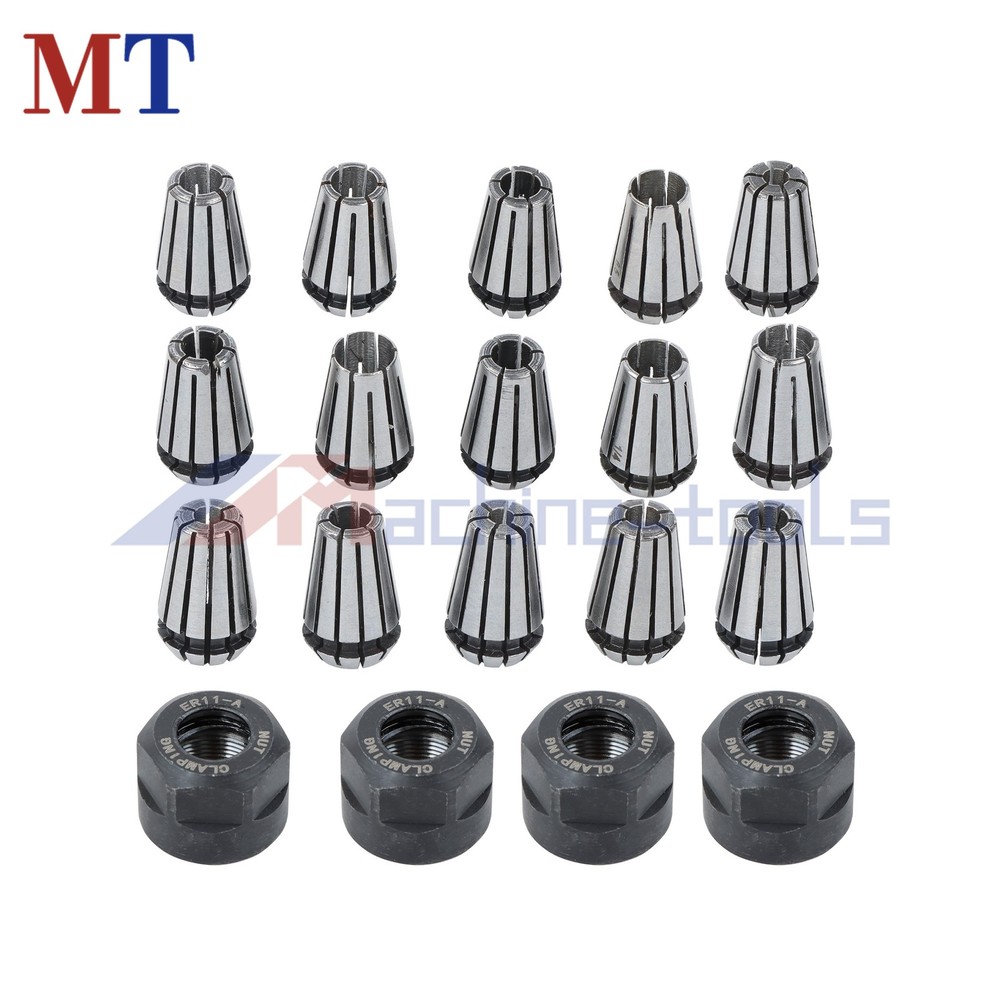 19pc ER11 Precision Collet Set for Mini CNC Mill Lathe M14 Thread Nuts