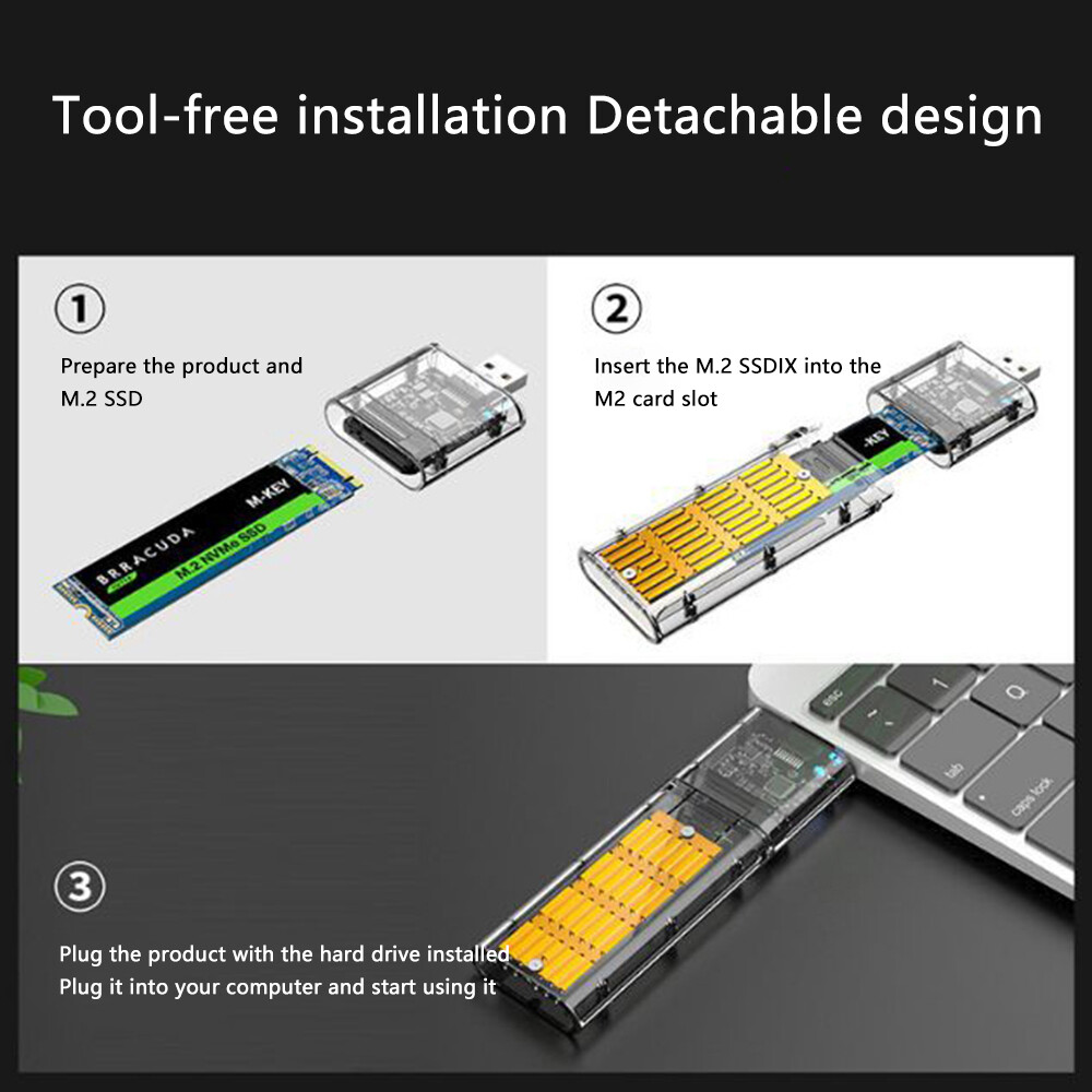 M.2 NGFF SSD SATA TO USB 3.0 Solid State External Enclosure Storage Case Adapter