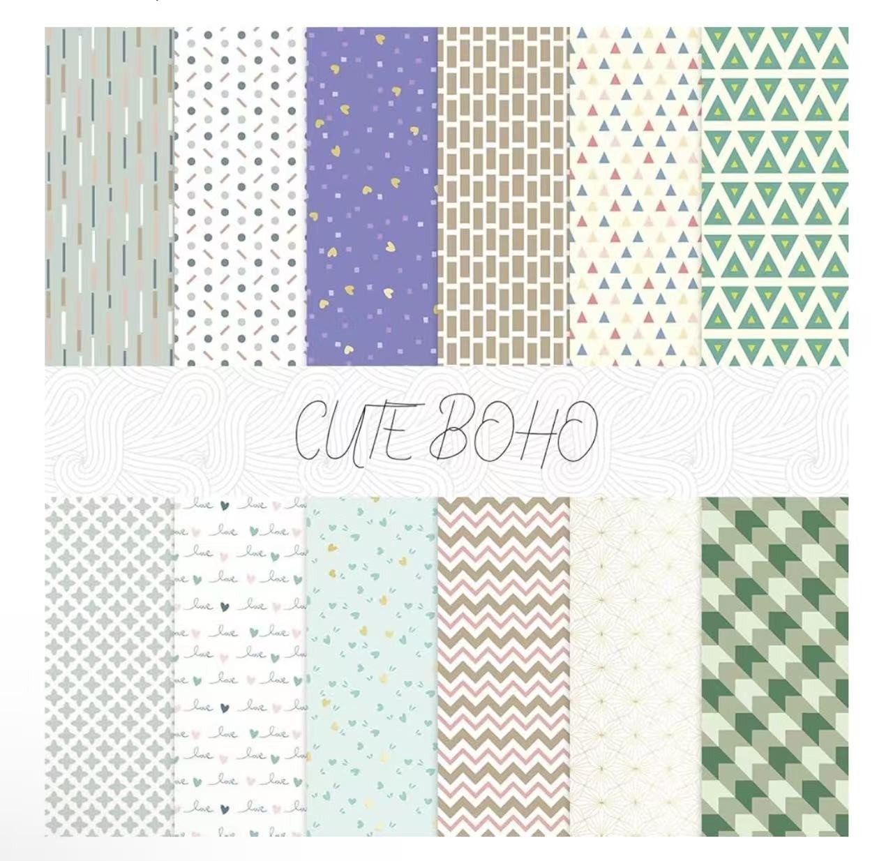 Boho Scrapbook Paper 12x12 180G Double-Sided Decorative Paper for Scrapbooking,