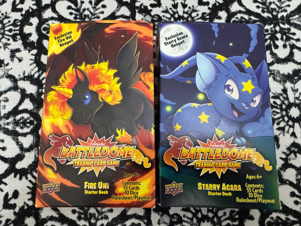 2024 Upper Deck Neopets Battledome Fire Uni & Starry Acara Starter Deck Pair