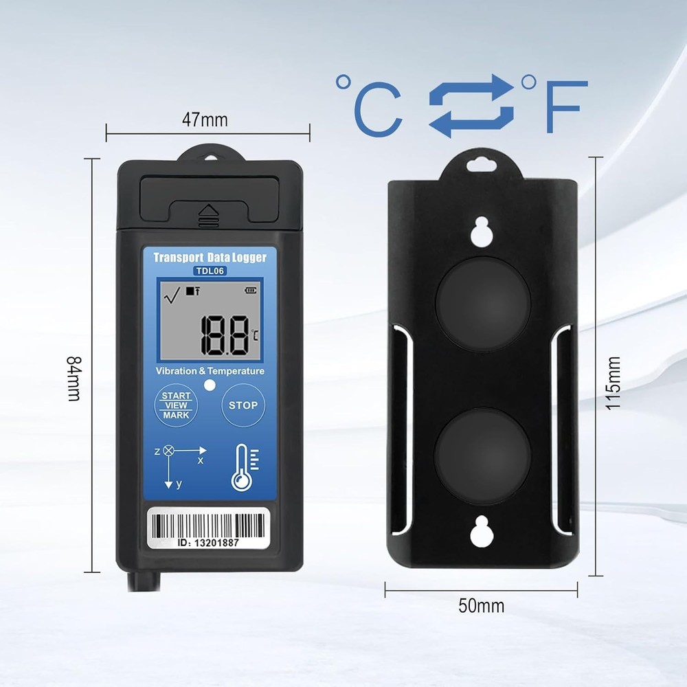 Tzone Vibration Data Logger 3-Axis Shock Datalogger USB with Temperature Reco