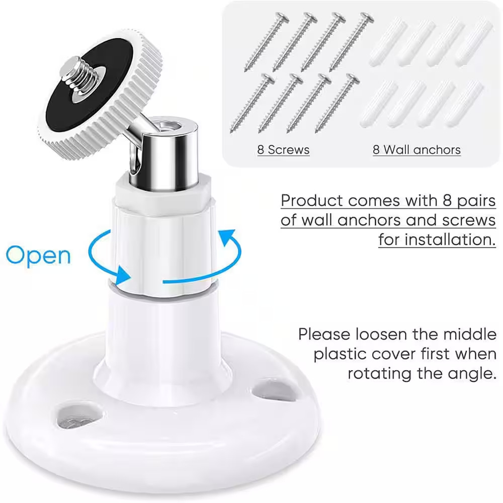 360° Swivel Adjustable Wall Mount for Security Cameras, 2-Pack