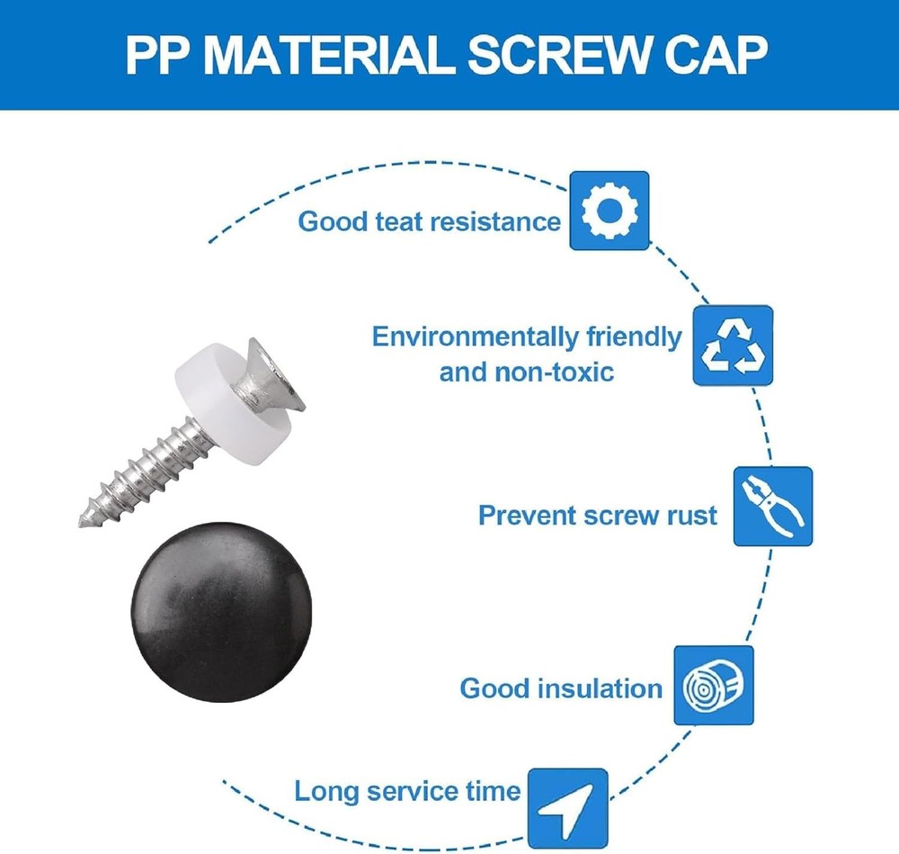 INCREWAY 100pcs Plastic Screw Covers, Dome Cap (Black) Black