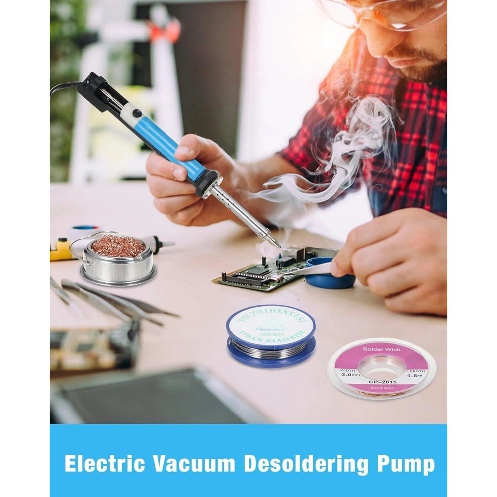 Desoldering Suction Pump Electric 30W Tool with Multiple Tip Sizes for PCB Work