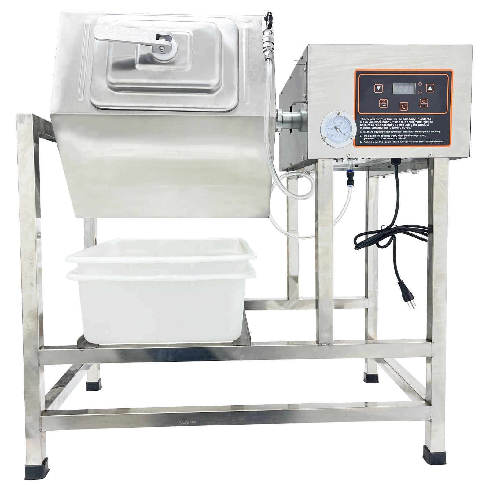 110V Fully Automatic Vacuum Pump Meat Tumbler Marinator Hexagonal 104 lbs/90L