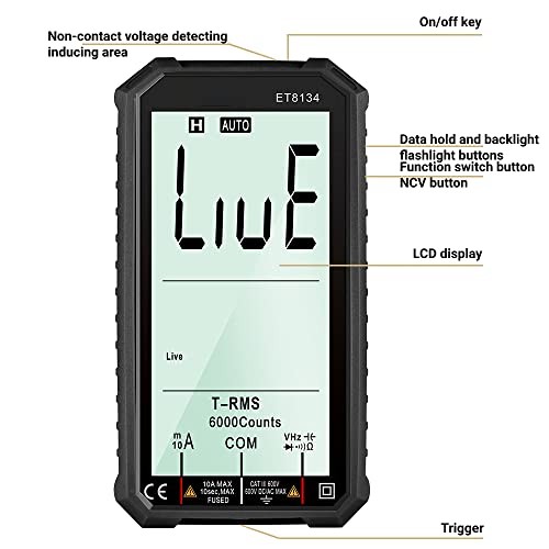 ET8134 Digital Multimeter Voltage Current Meter with LCD Display Automatic