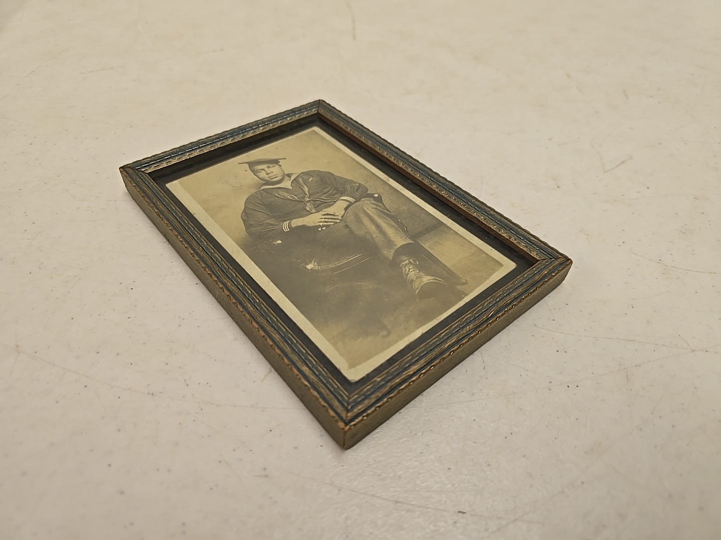 Antique WW1 US Navy African American Sailor Framed Photograph