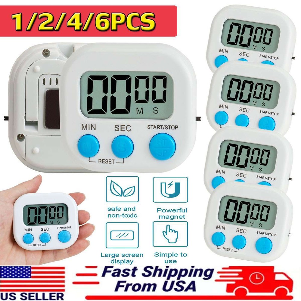 Kitchen Timer Magnetic LCD Digital Countdown Stopwatch With Stand Alarm Clock US