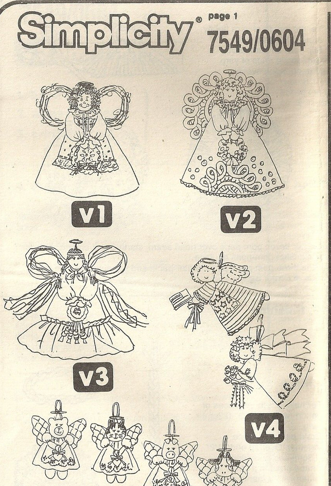 SIMPLICITY CRAFTS 7549 CHRISTMAS DECORATIONS SEWING PATTERN ©1991