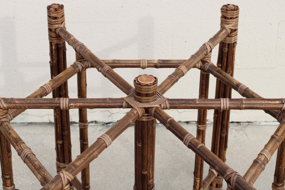 Authentic McGuire Hexagonal Bamboo Rattan Organic Modern Dining Table Base