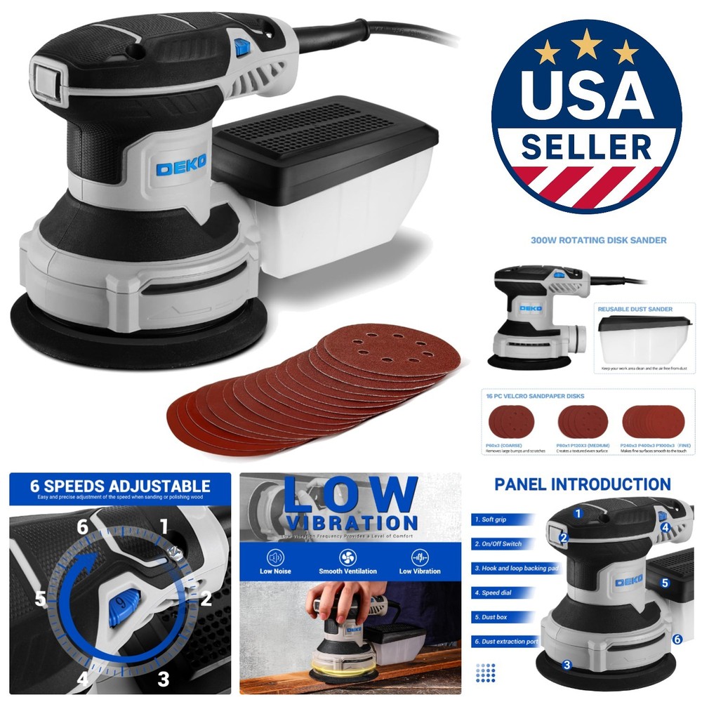 Precision Electric Orbital Sander with Dust Collection - 5-Inch Performance Tool