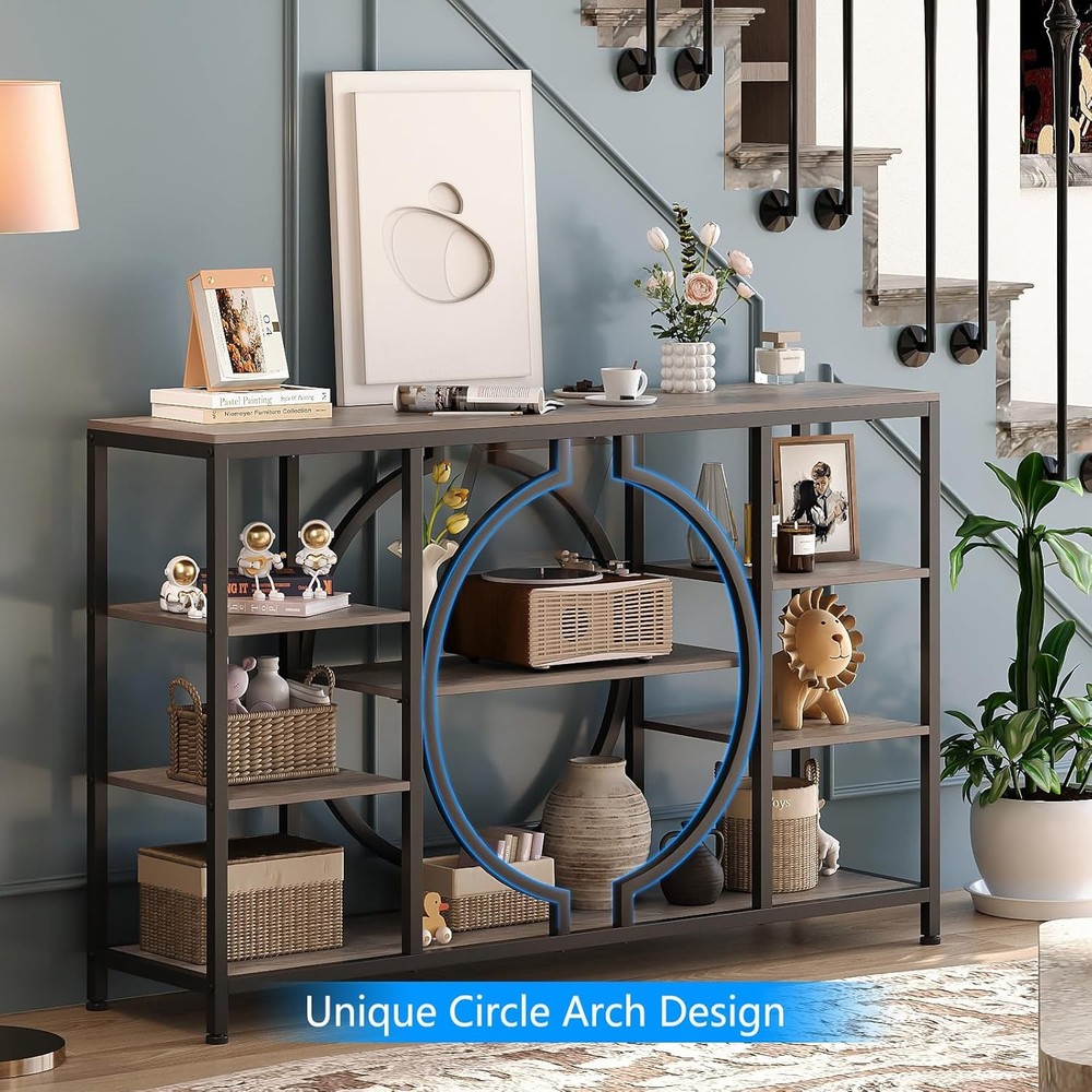 47" Industrial Console Tables Entryway Rustic Sofa Table Behind Couch 4 Tier