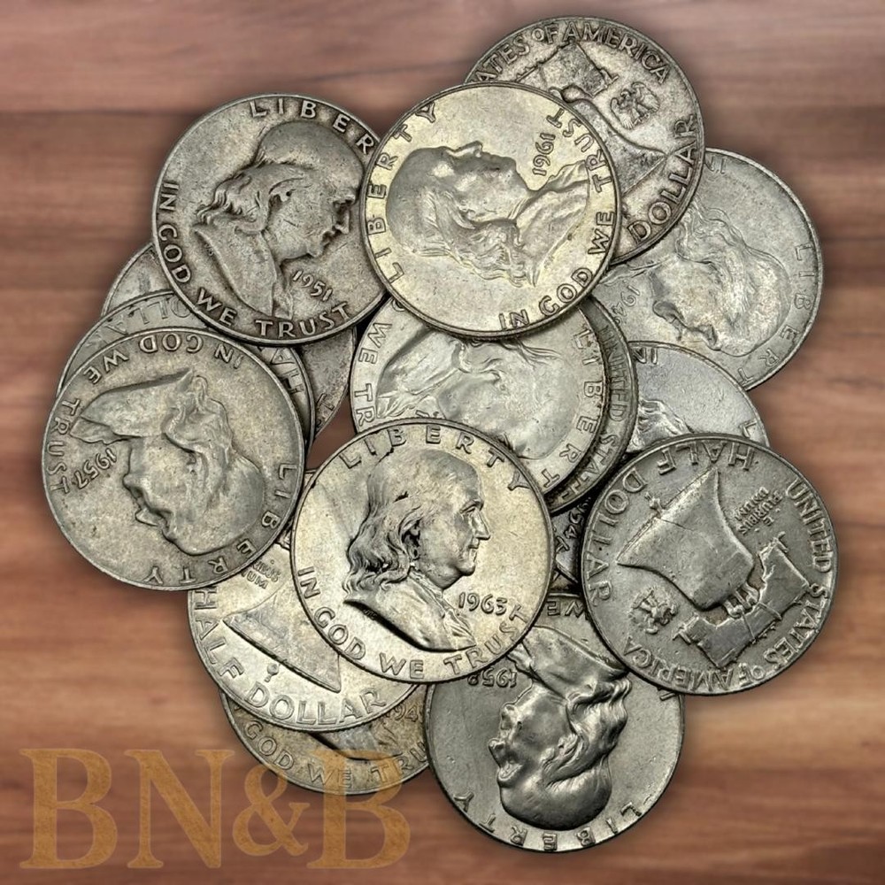 (2) Two Franklin 90% Silver Half Dollars Random Dates Free Shipping