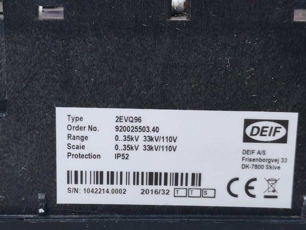 DEIF 2EVQ96 DOUBLE METER 33KV/110 V