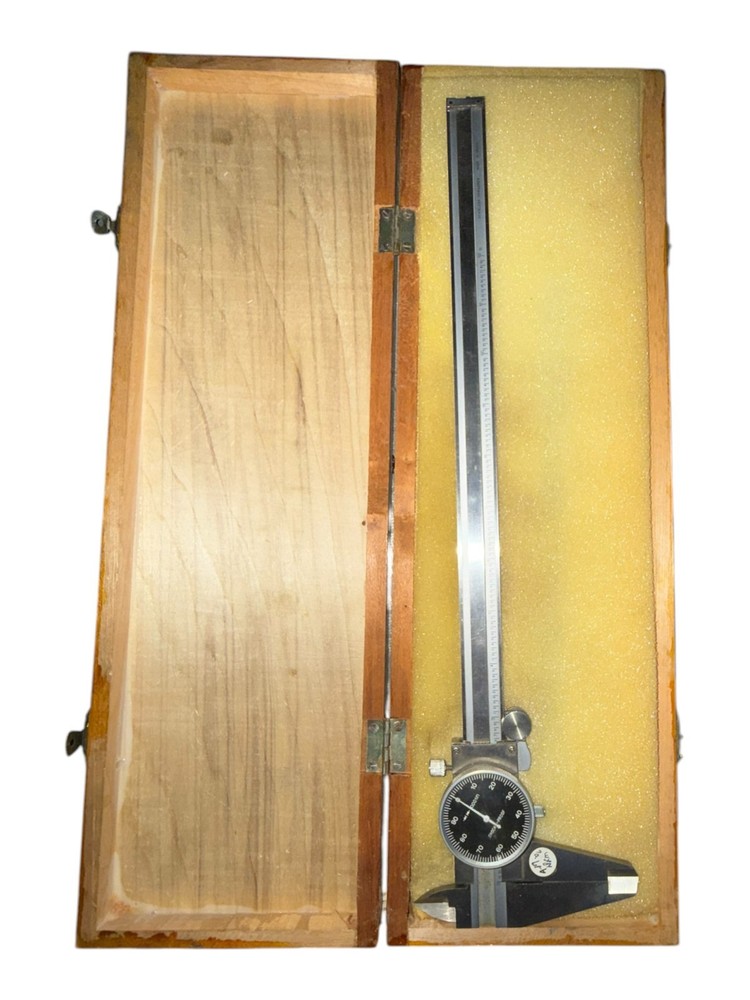 12" Dial Caliper 0.001" Shock-Proof Precision Measuring Tool with Wood Case