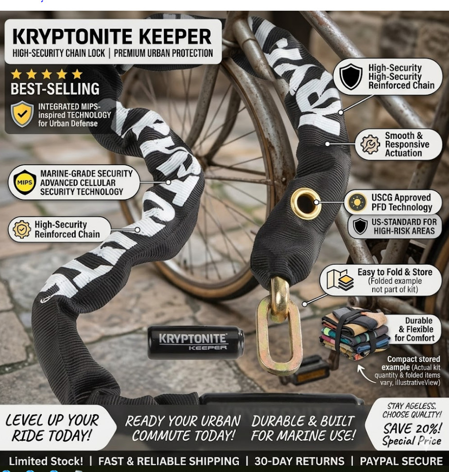 Kryptonite 785 Keeper Chain Lock with Keys - AUTHENTIC FROM EVO - BIG DISCOUNT