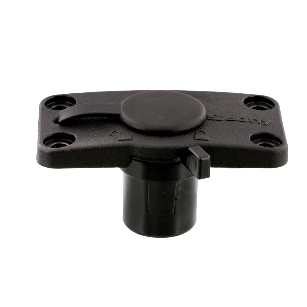 Scotty #244L-BK Locking Flush Deck Mount w/ Rain Cap (Black)