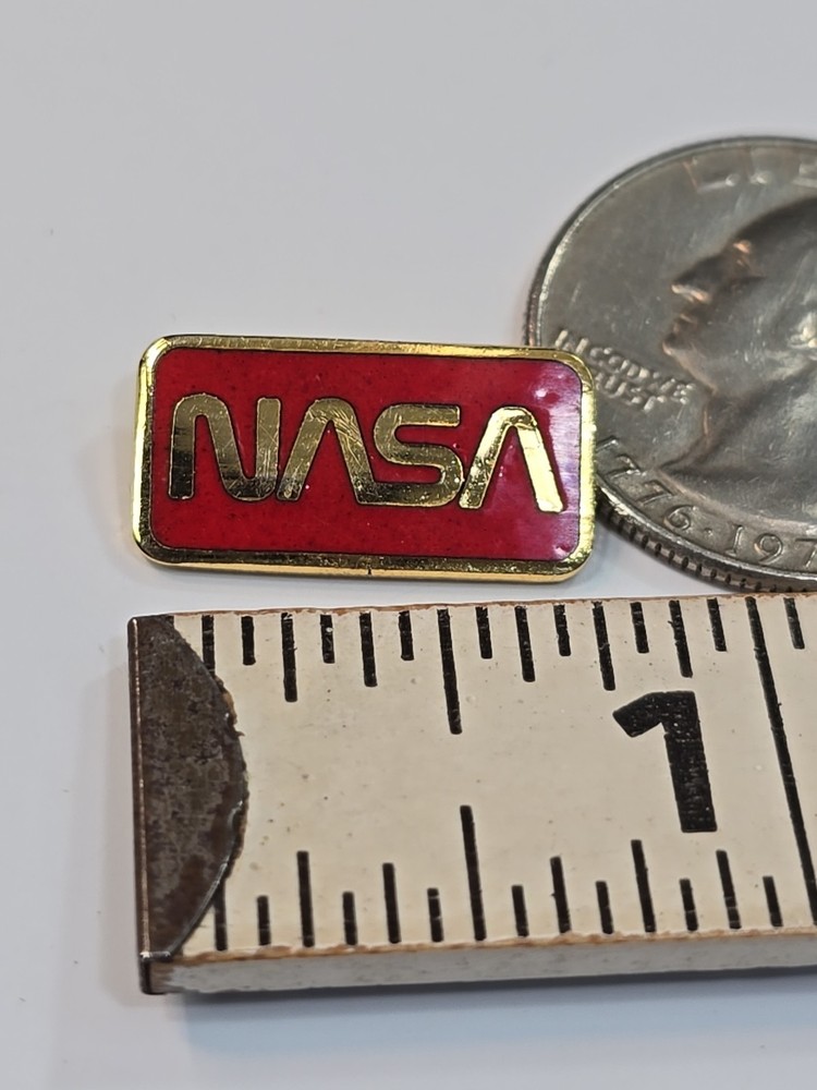 NASA Lapel Pin Red Background Small Size