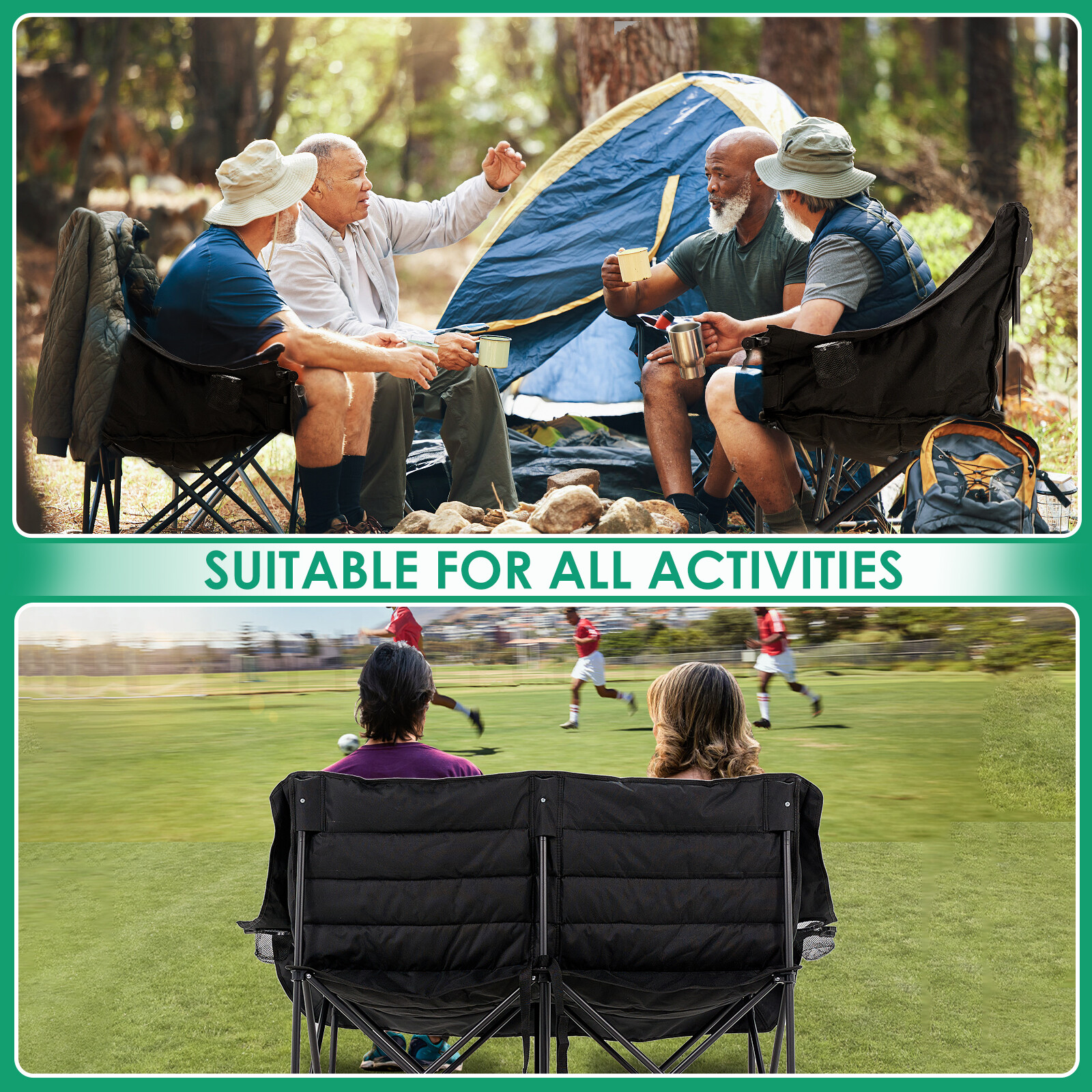 NAIZEA Oversized Fold Up Double Camping Chair 2 Person Camping Chair Loveseat