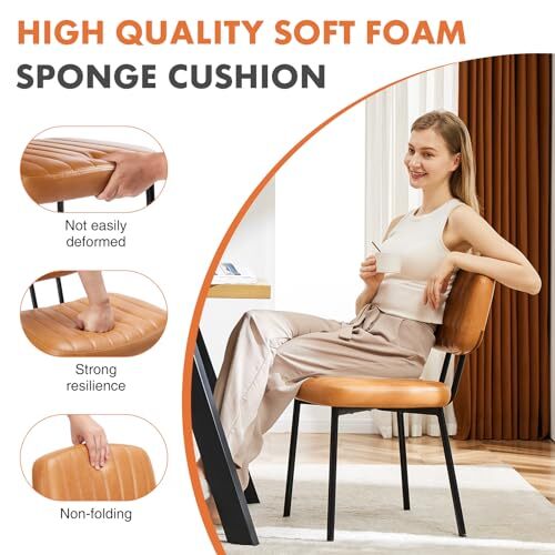 Dining Chairs Set of 4, Upholstered Mid Century Modern Kitchen Dining Room