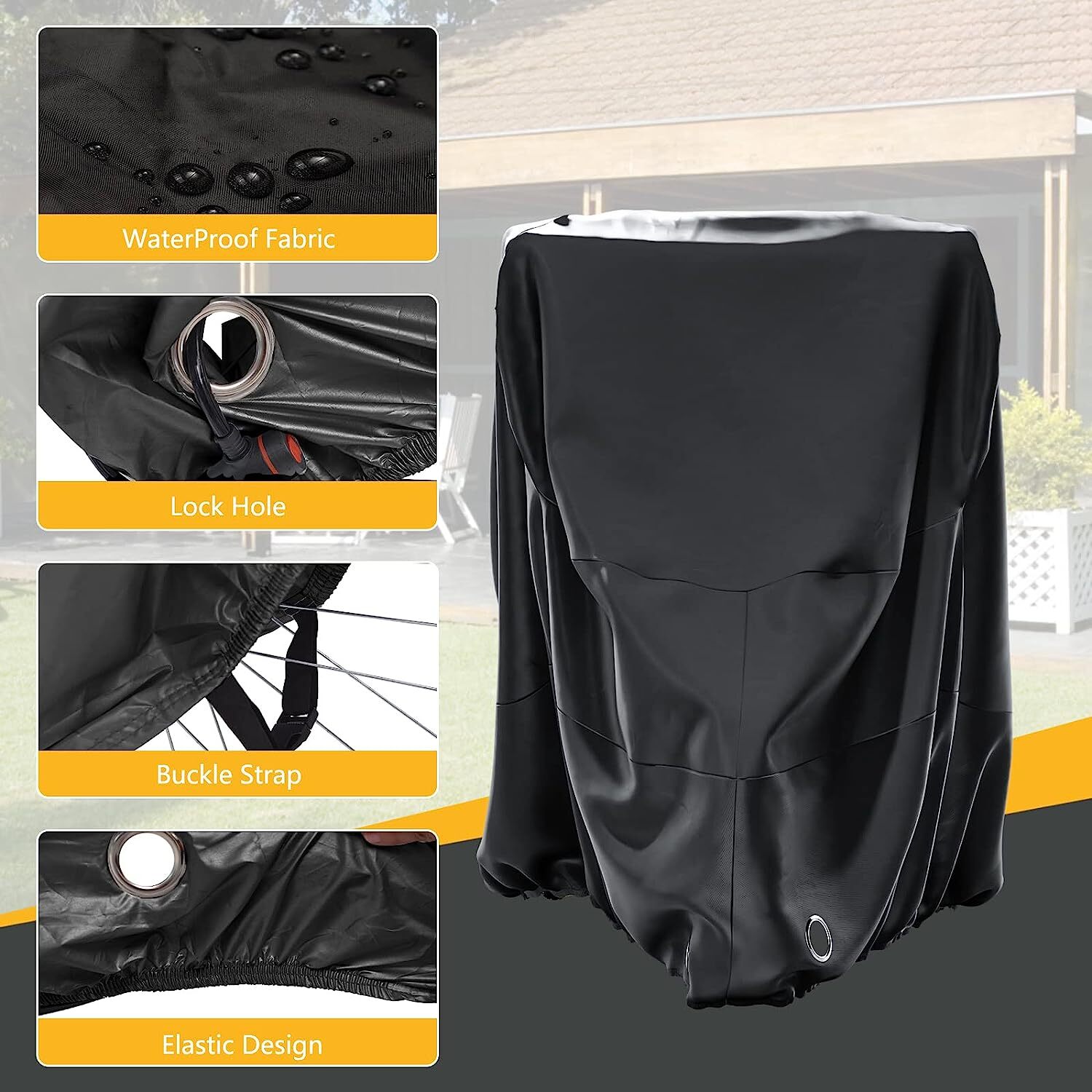 SLSY Bike Cover Waterproof Bicycle Covers Rain Sun UV Dust WindProof &Lock Hole