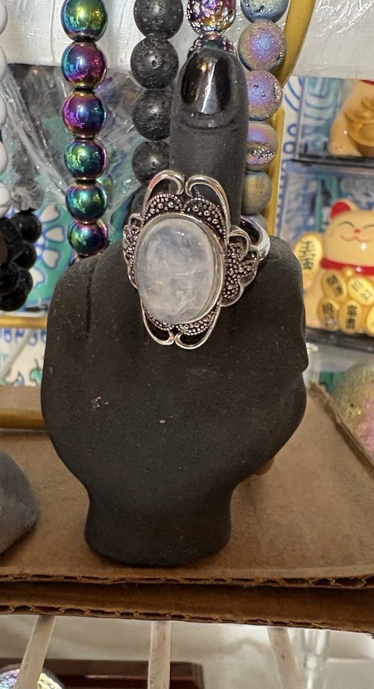 Moonstone Adjustable Alloy Ring