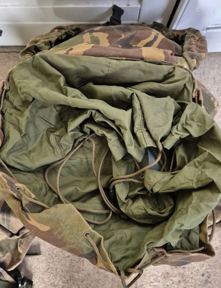 GENUINE BRITISH ARMY BERGEN RUCKSACK DPM LONG BACK 120L SIDE POUCHES +YOKE 1995