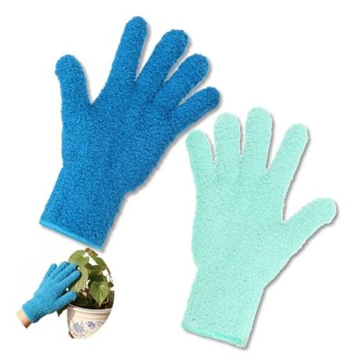 2 Pairs Microfiber Gloves, Reusable Dusting Gloves, Washable Microfiber
